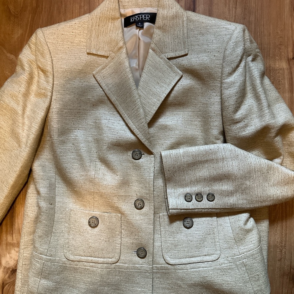100% silk vintage suit skirt set